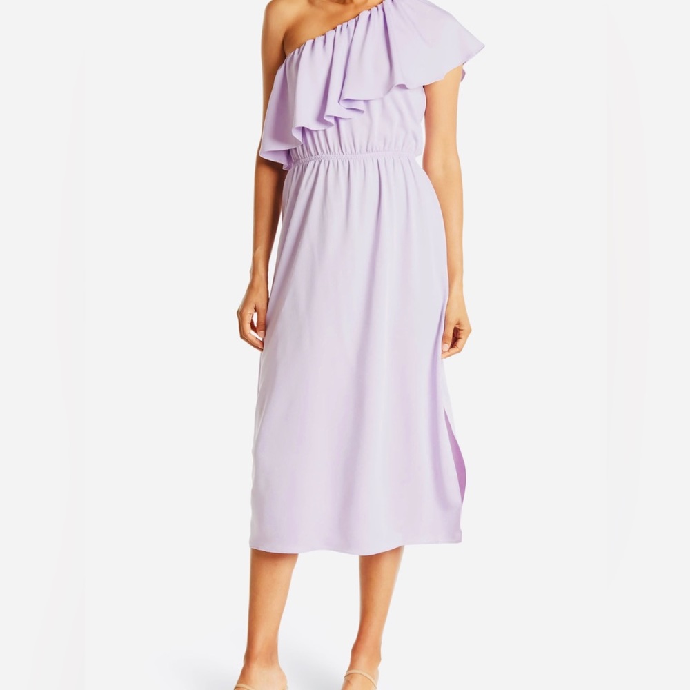 BCBG MAXAZRIA One Shoulder Ruffle Trim Dress Sz S NWT